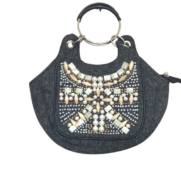 NICOLE Lee Collection beaded fabric tweed handbag - Picture 1 of 10